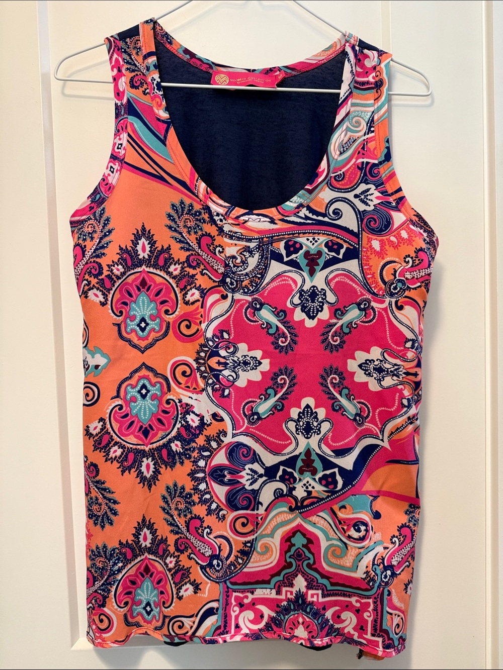 Macbeth Collection by Margaret Josephs Pink, Orange & Teal Paisley Tank Top